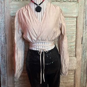 Tan wrap crop top small